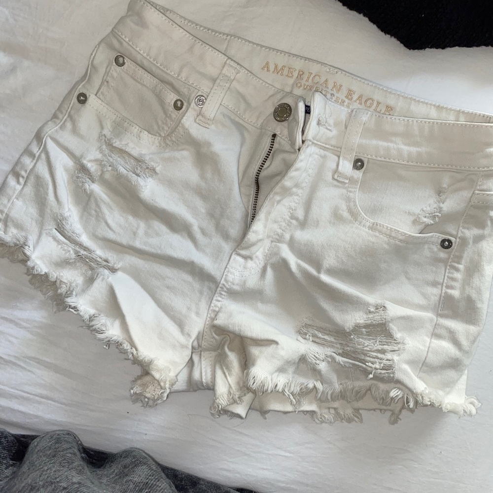 AE White Denim Shorts High Waisted